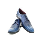 Сини официални мъжки обувки, естествена кожа - всекидневни обувки за целогодишно ползване N 100015018
